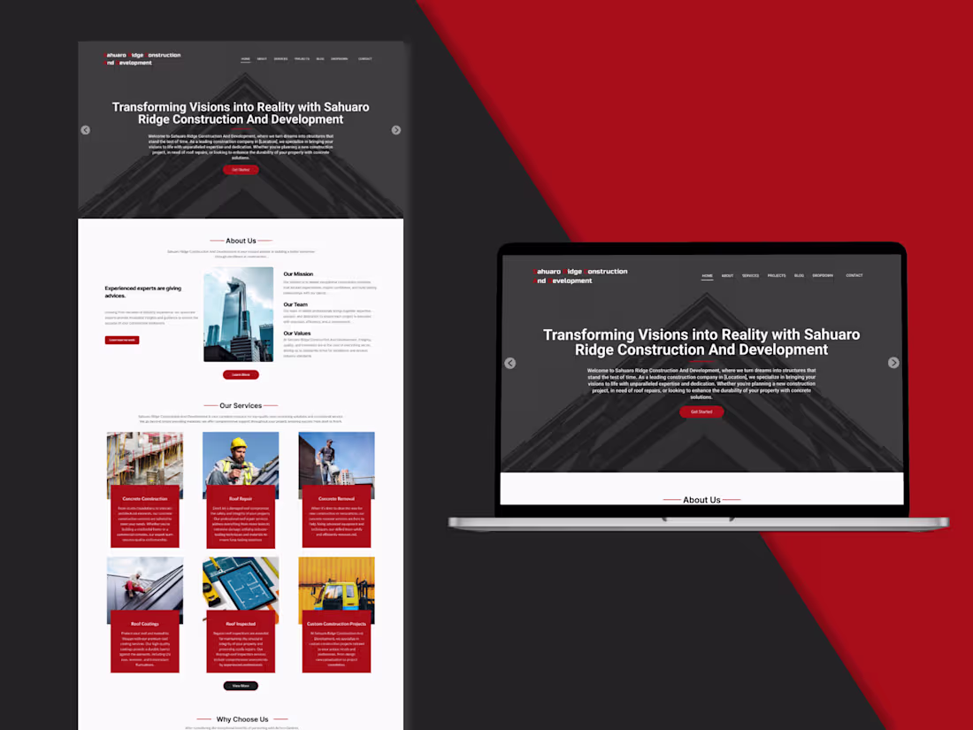 Cover image for Sahuaro Ridge Construction Website UI Design