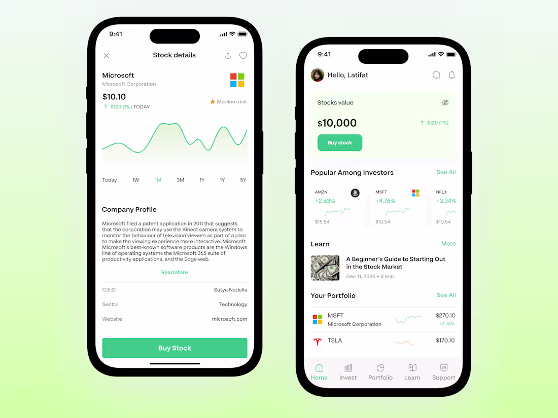 Cover image for FinInvest- Stock Investment Mobile App Design