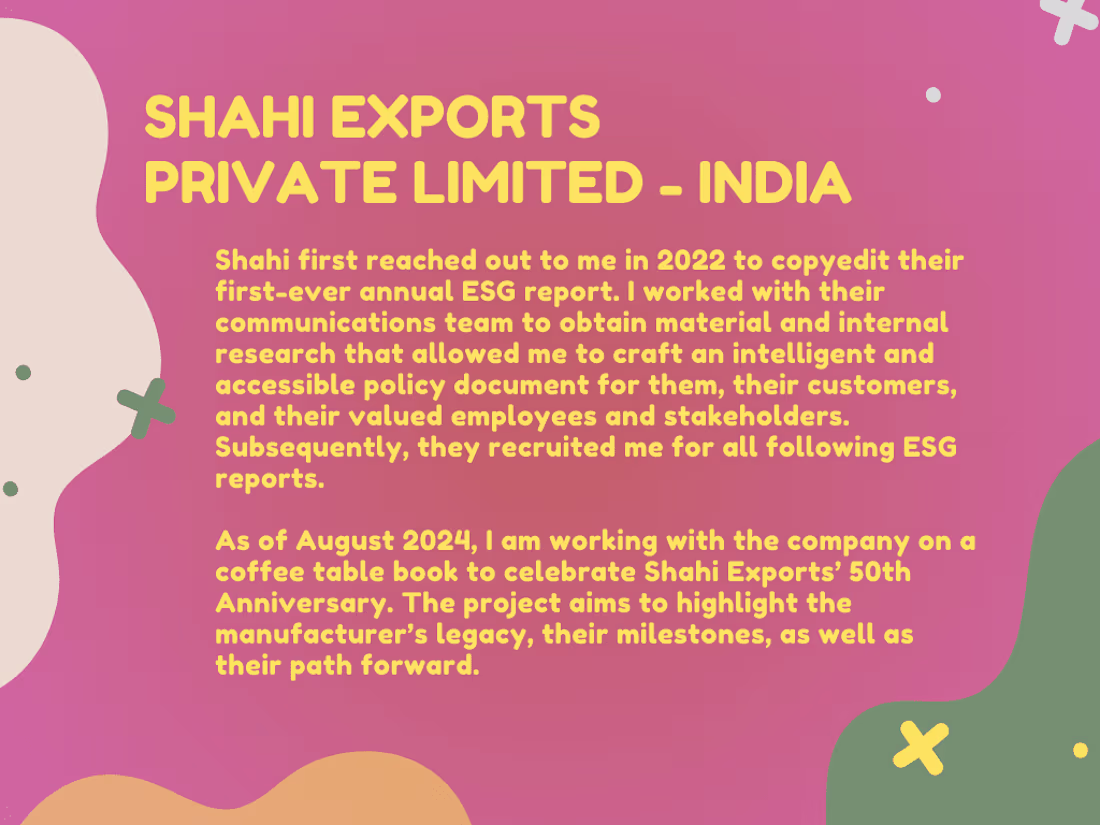 Cover image for ESG Report for Uniqlo, H&M, Nike-manufacturer: Shahi Exports