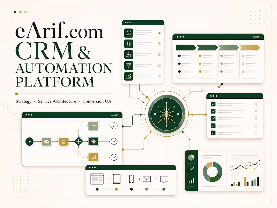 Cover image for eArif.com — CRM & Automation Service Platform