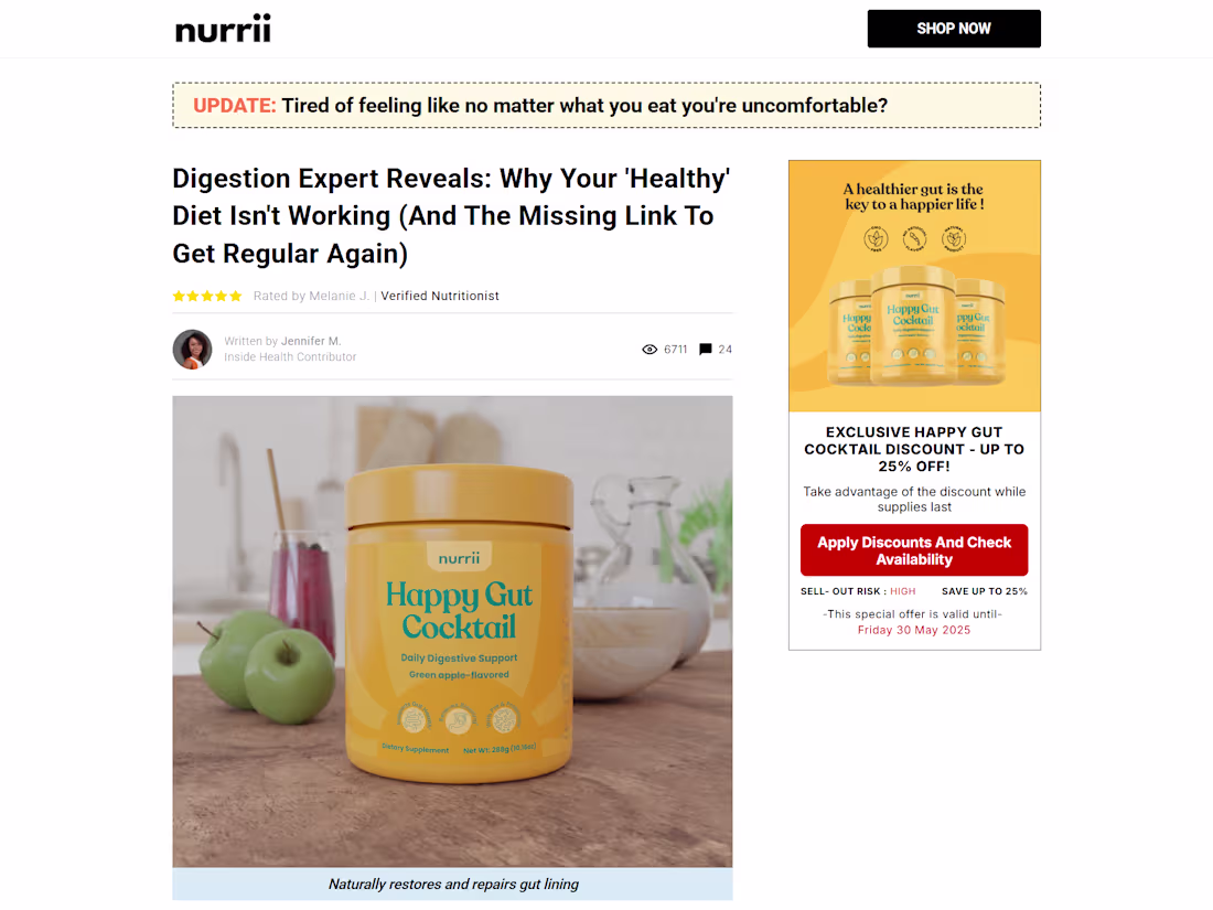 Cover image for Advertorial page I develop for nurri 