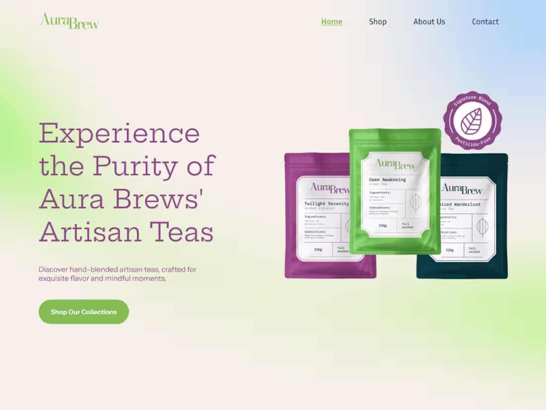 Cover image for Aura Brew Website Design