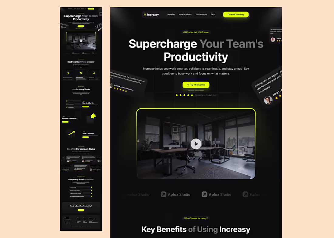Cover image for Increasy Dark & Light Mode UIUX design