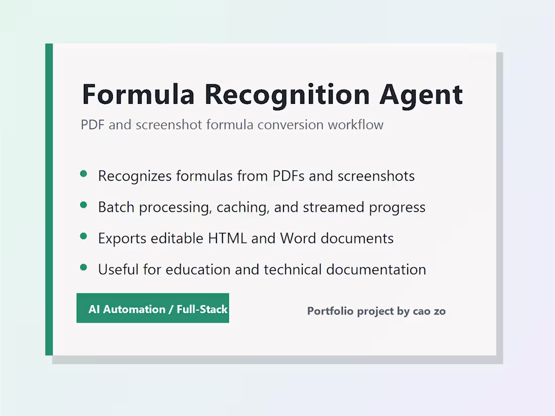 Cover image for Formula Recognition Agent