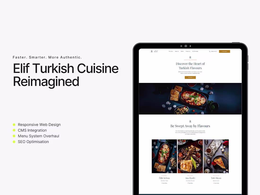 Cover image for Elif Turkish Cuisine Website overhaul