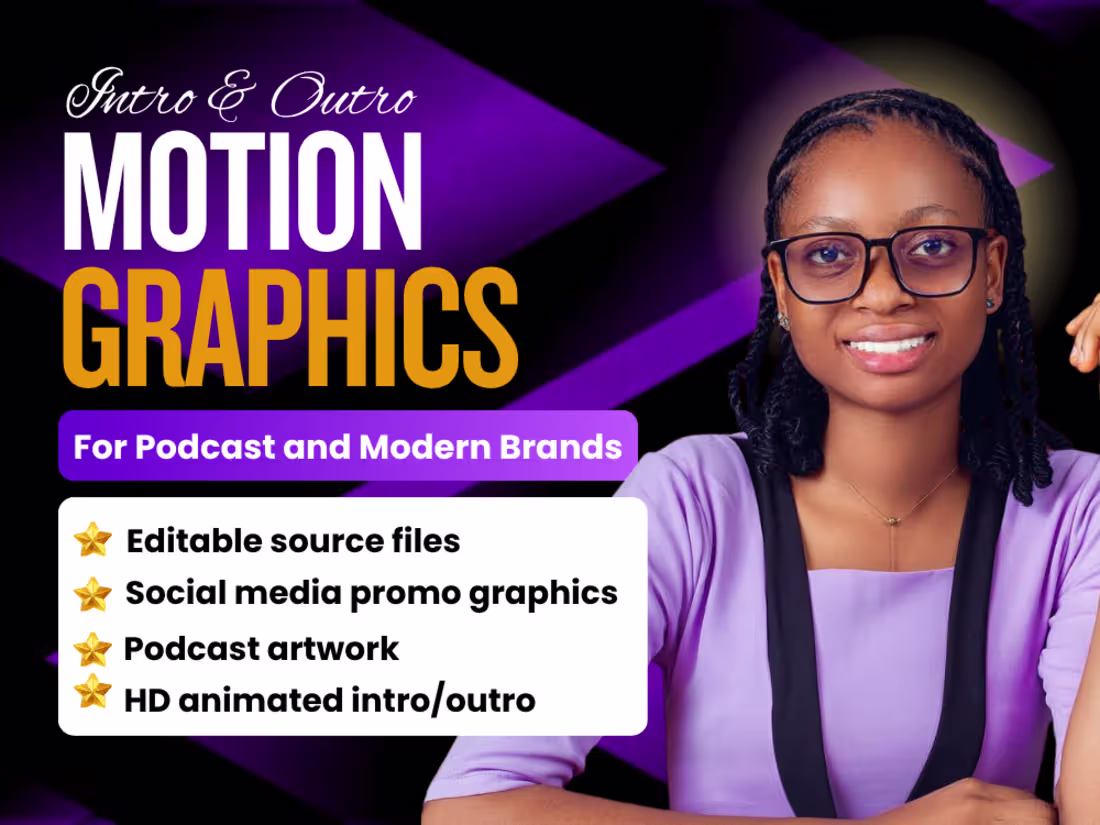 Cover image for Podcast Intro, Outro & Motion Graphics Design for Modern Brands
