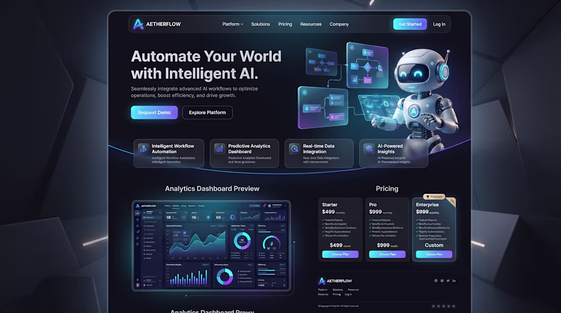 Cover image for AetherFlow Premium AI Automation SaaS