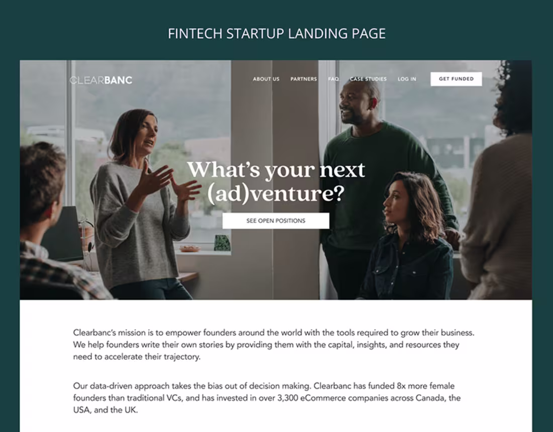 Cover image for Fintech Startup Landing Pages