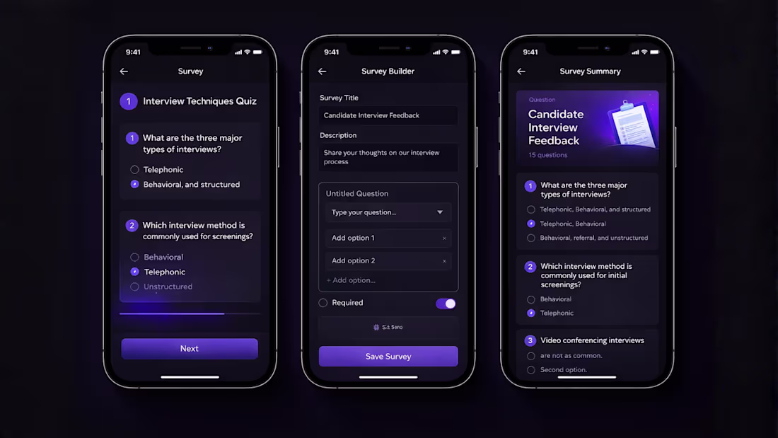Cover image for Survey Builder Mobile App UI/UX
