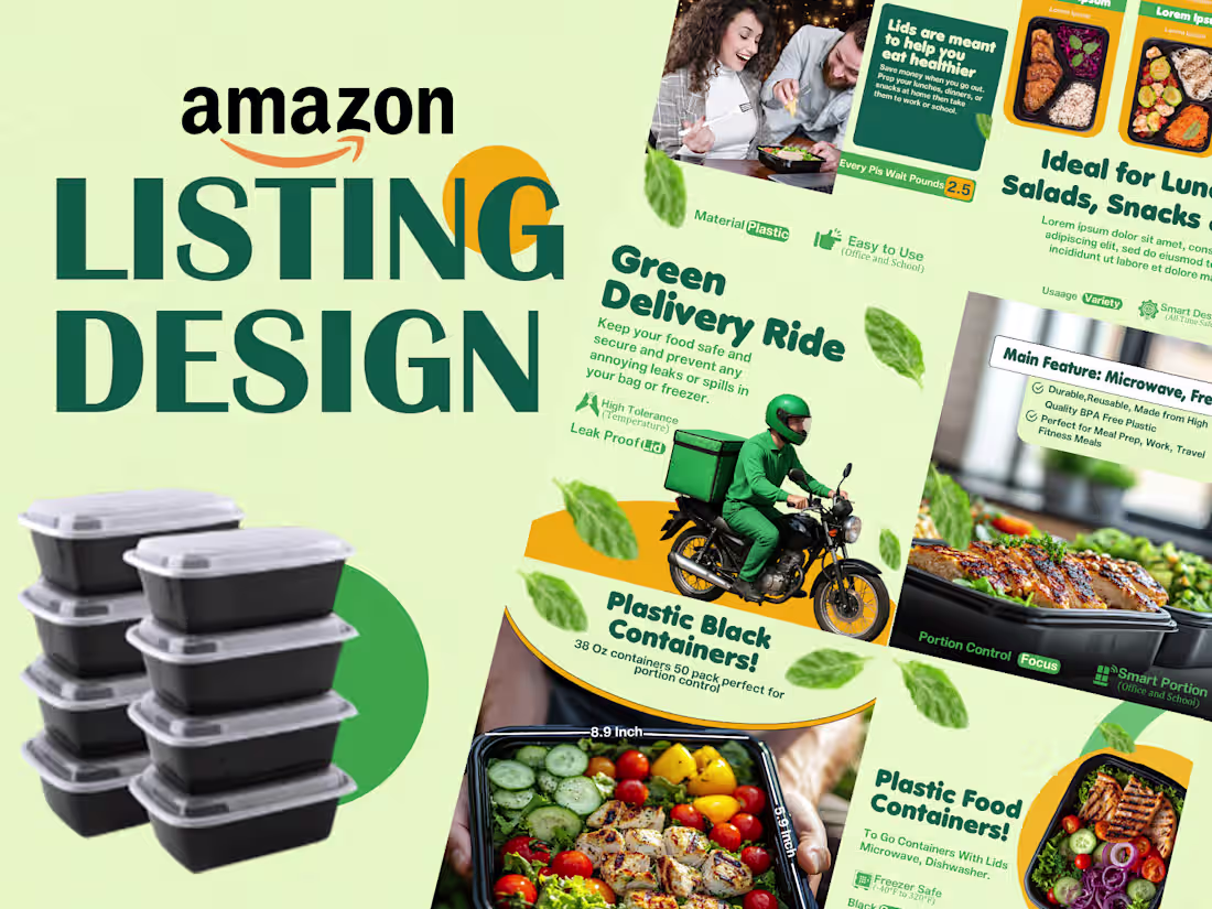 Cover image for Amazon Listing Image- Black Food Container 