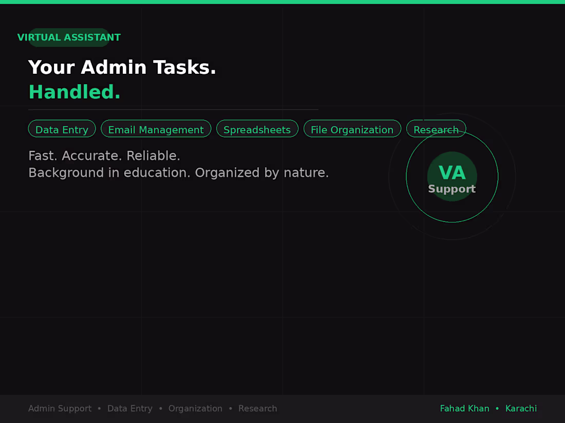 Cover image for Virtual Assistant — Admin Support & Data Entry