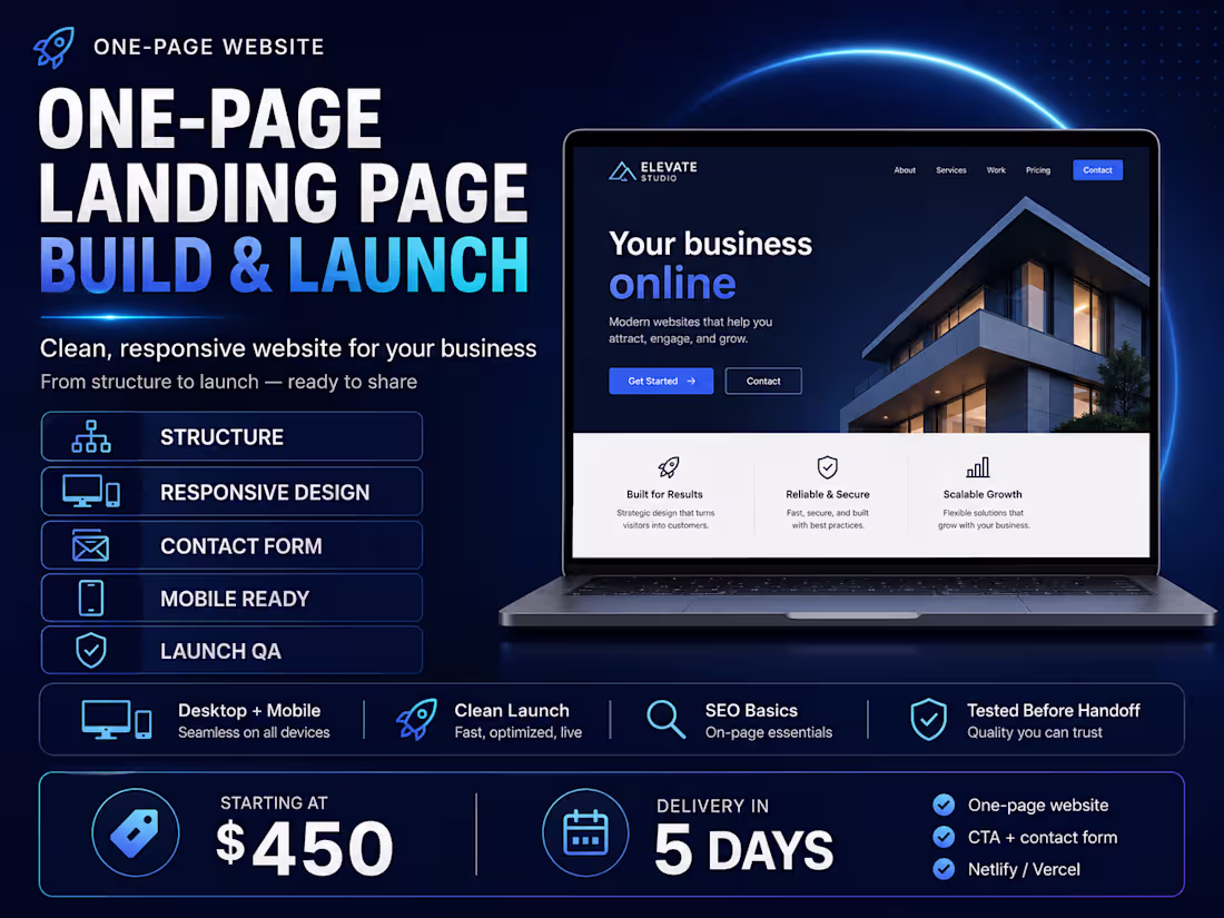 Cover image for One-Page Landing Page Build & Launch