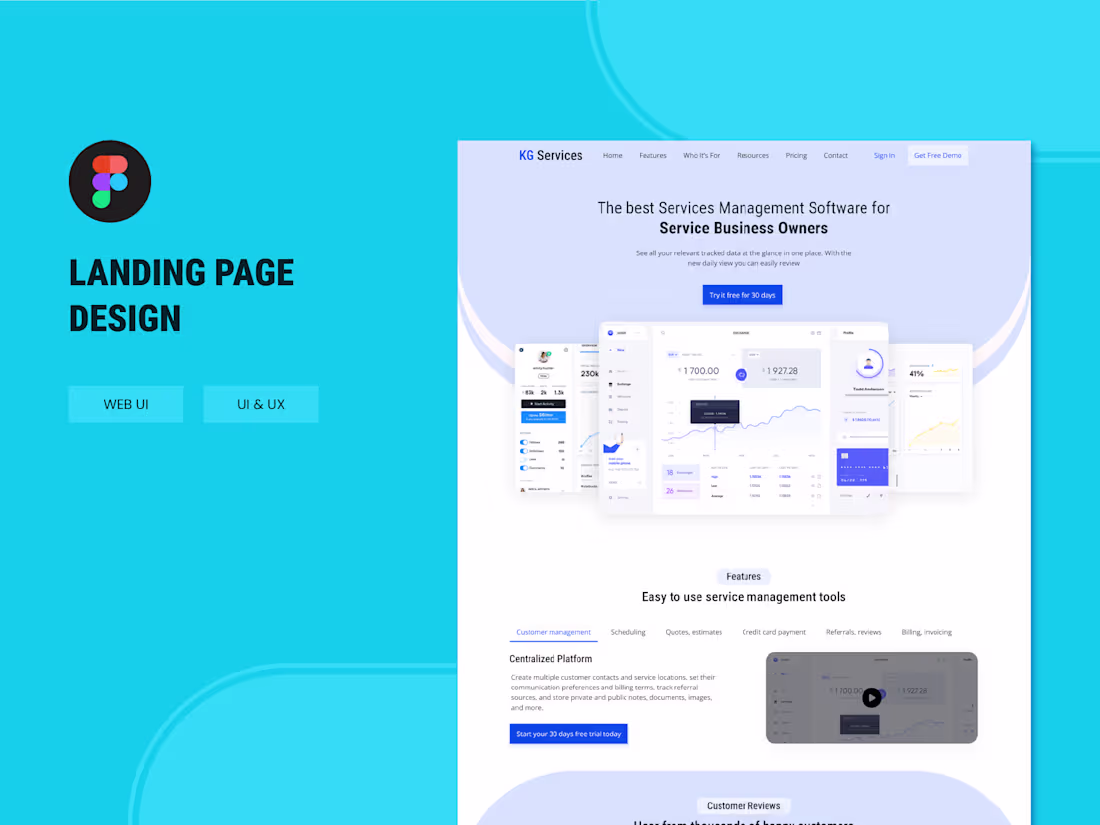 Cover image for Saas Landing Page design using Figma