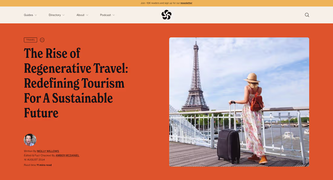 Cover image for Sustainable Travel Article for Sustainable