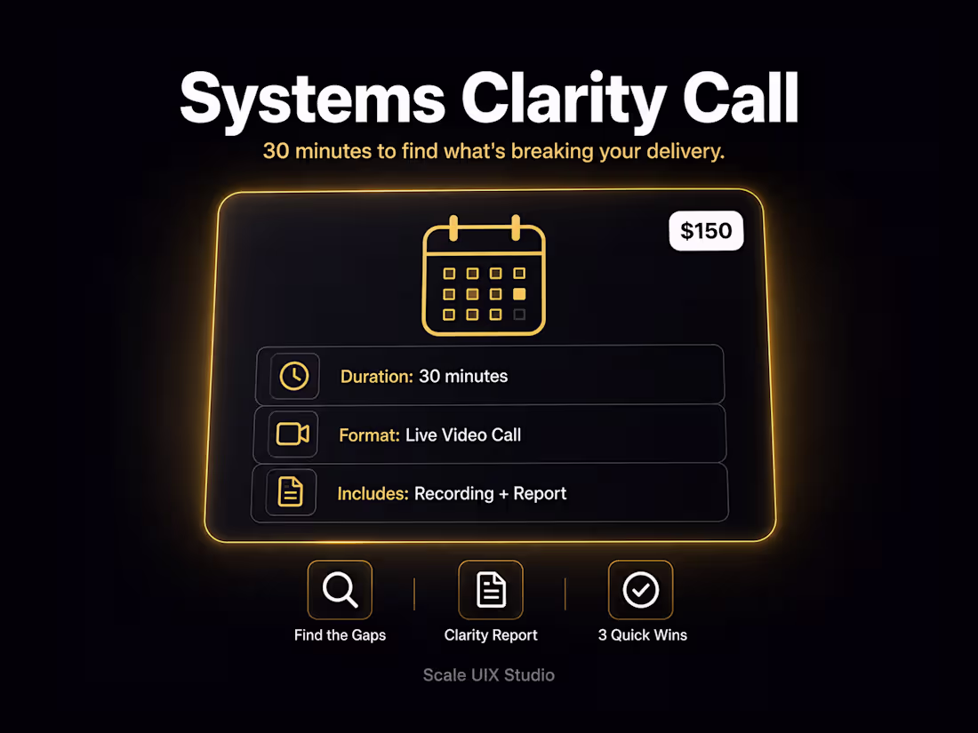 Cover image for 30-Min Systems Clarity Call — Find What's Breaking Your Delivery