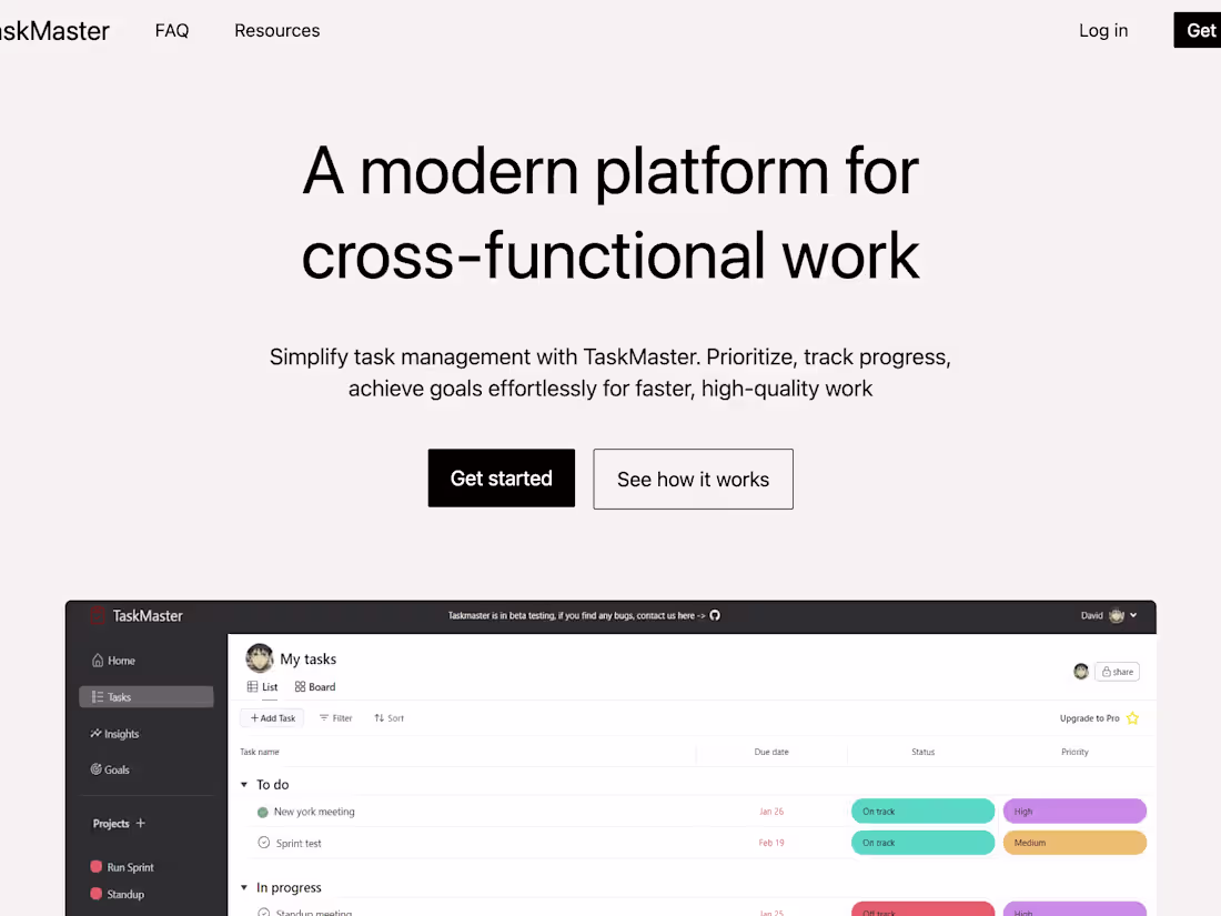 Cover image for TaskMaster | A modern platform for cross-functional work