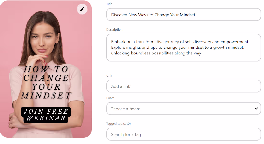 Cover image for Pins with Optimized Titles and Descriptions