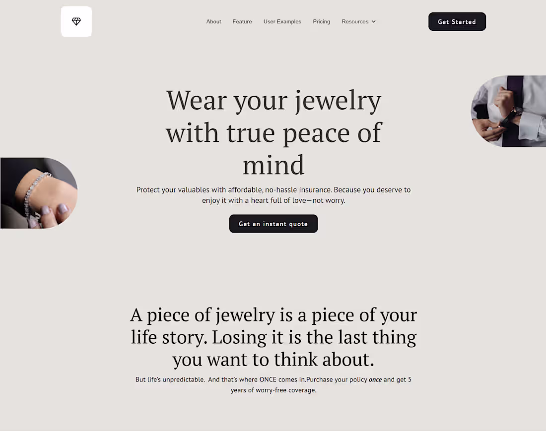 Cover image for Jewelry Insurance Landing Page Design