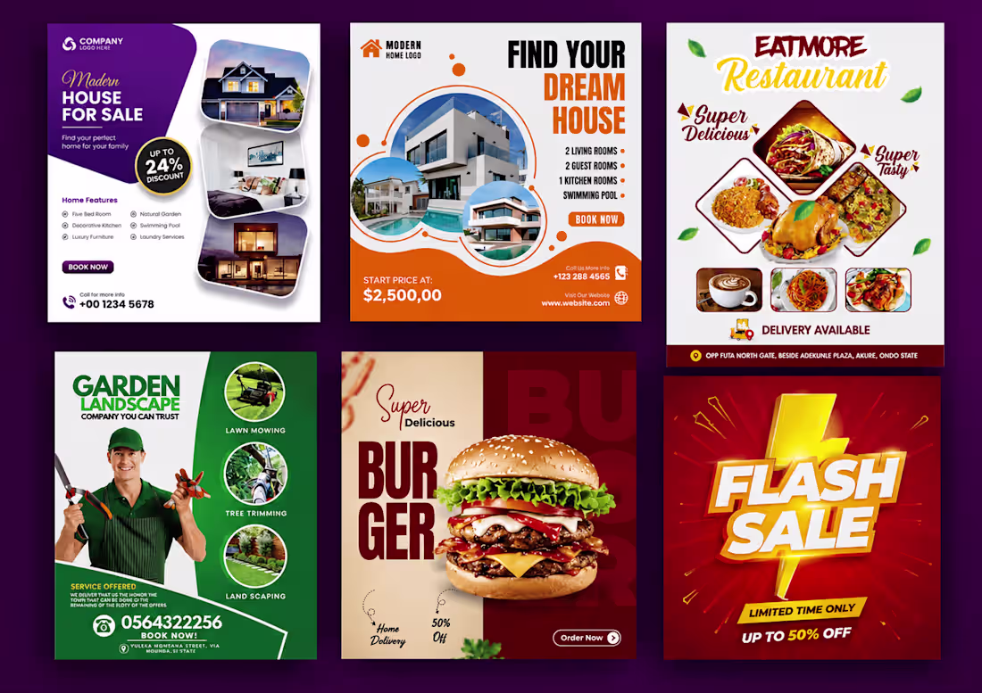 Cover image for Engaging Promotional Designs for Real Estate, Food & Retail