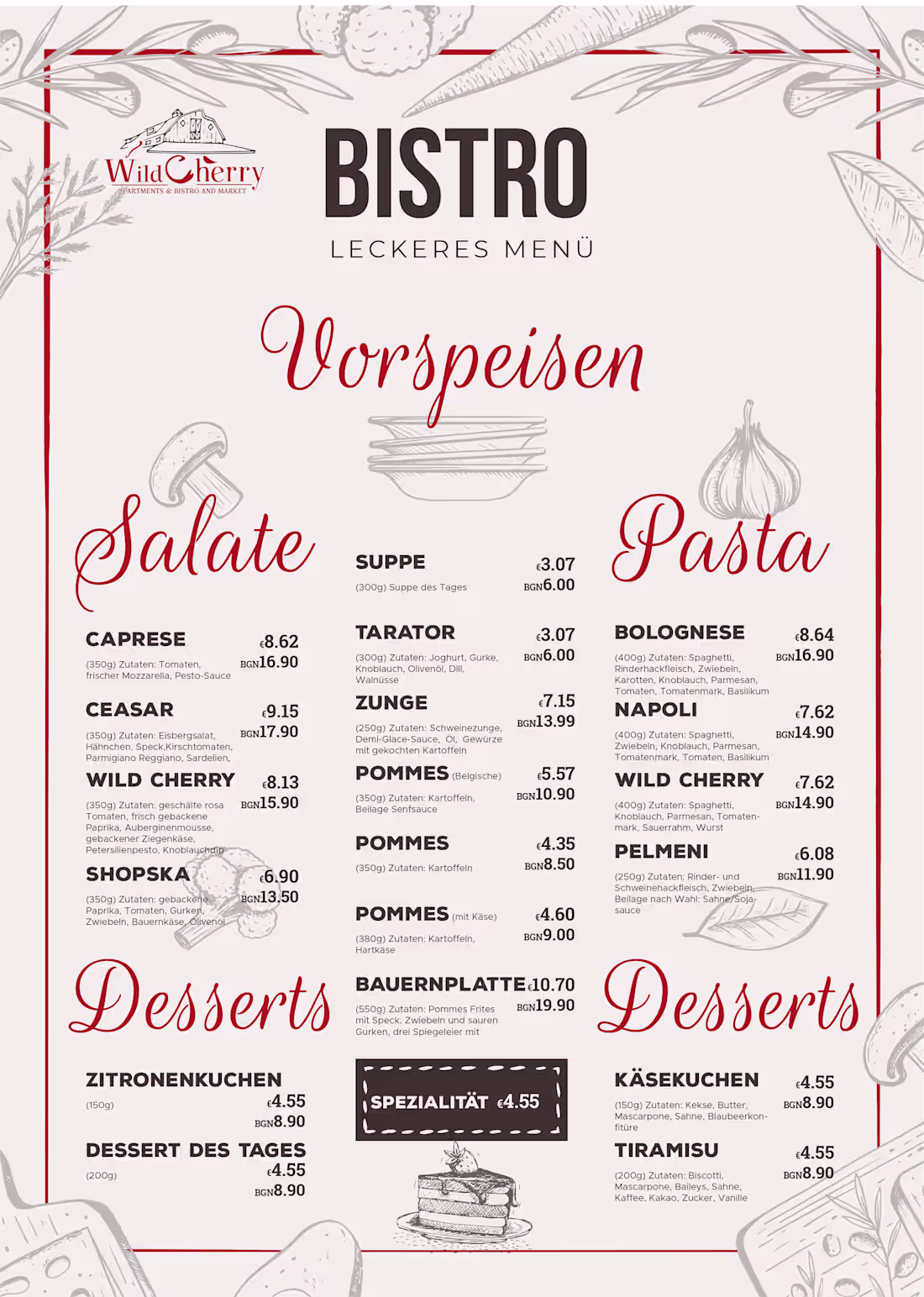 Cover image for Vintage Restaurant Menu