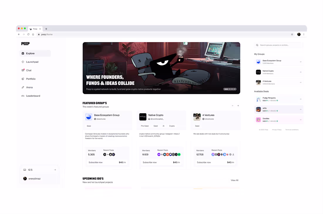 Cover image for Peep, crypto social app, fund