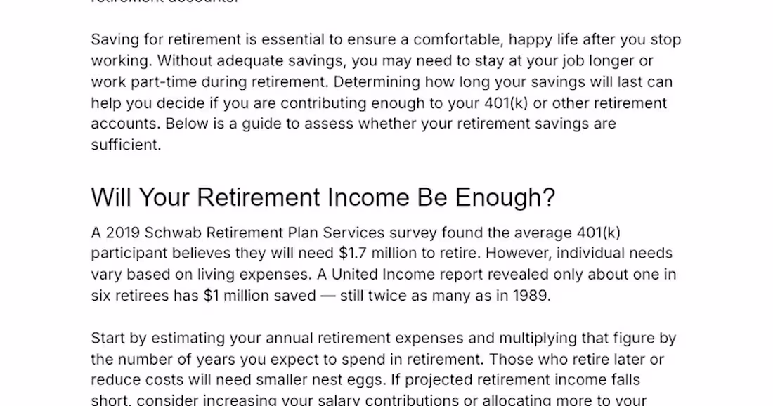Cover image for How Long Will My Retirement Savings Last?