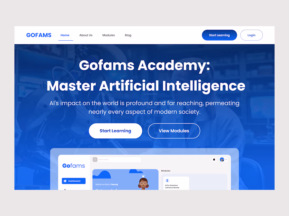 Cover image for Gofams Academy Website and Web App Design
