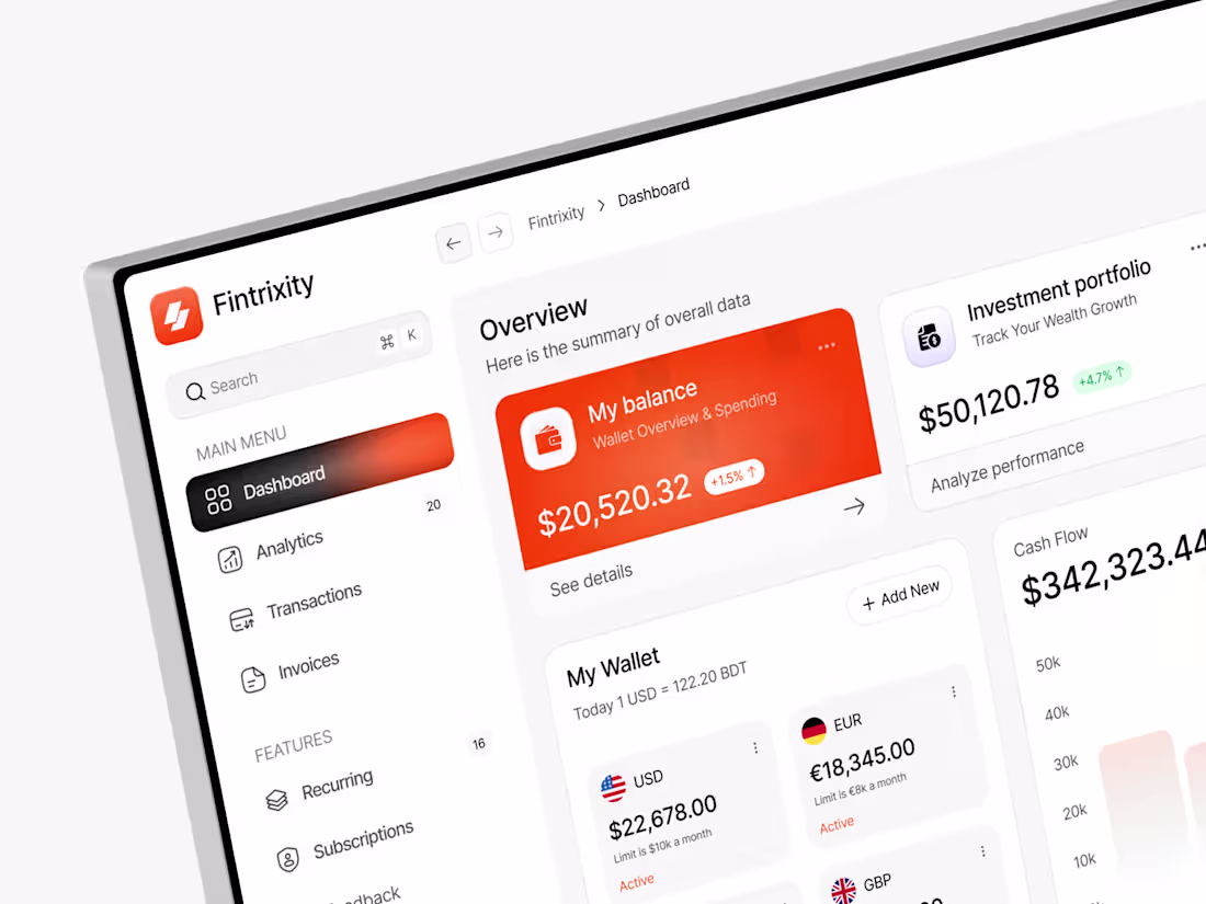 Cover image for Fintech Dashboard Design