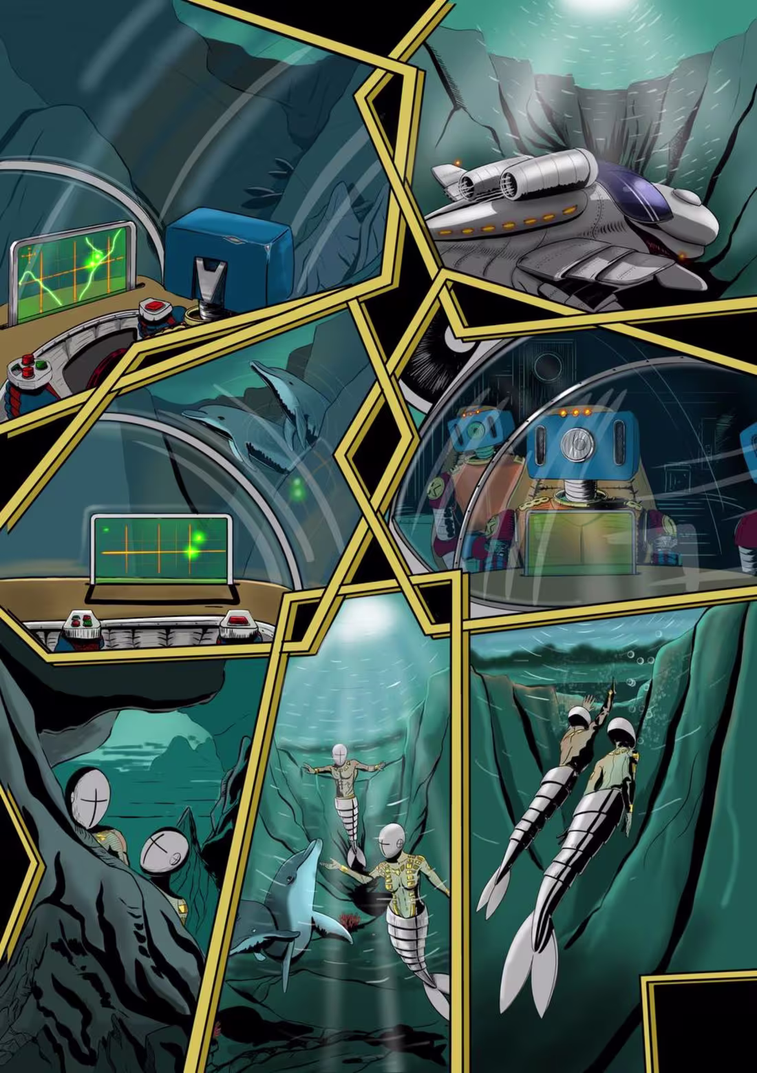 Cover image for A few pages from Aquatica comic series