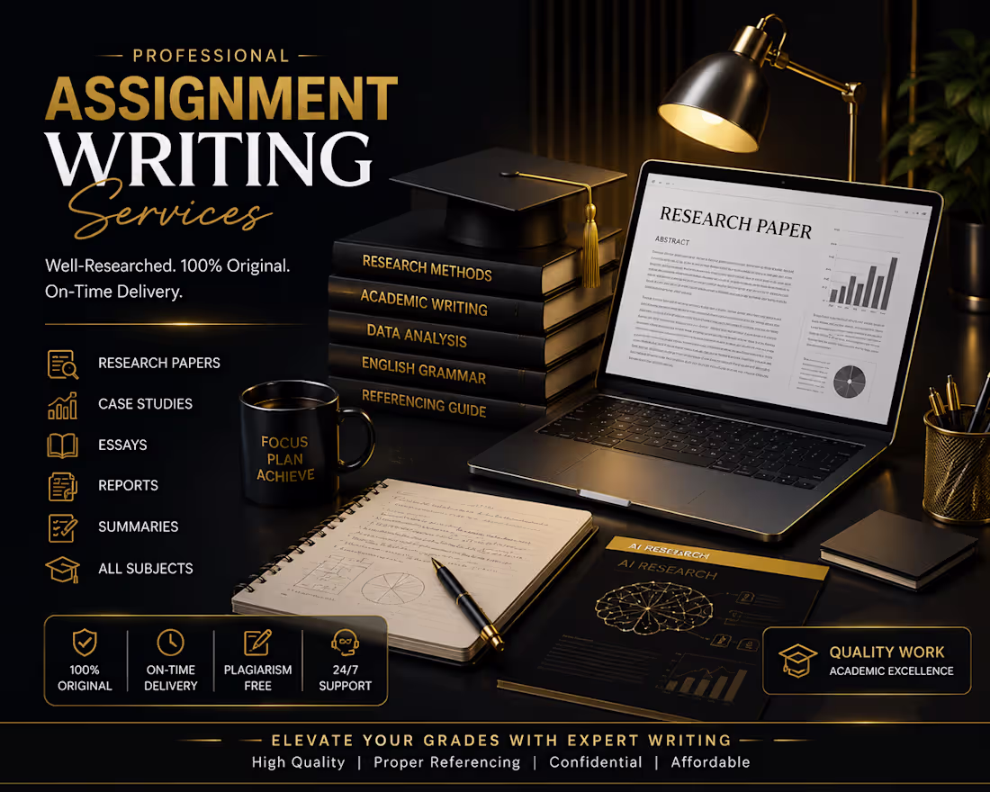 Cover image for I Will Write Professional Assignments, Essays & Research Papers