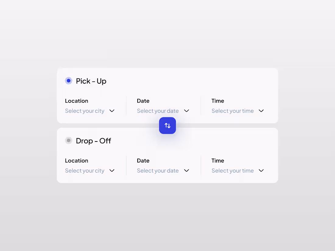 Cover image for Car pick up and drop off location selector.