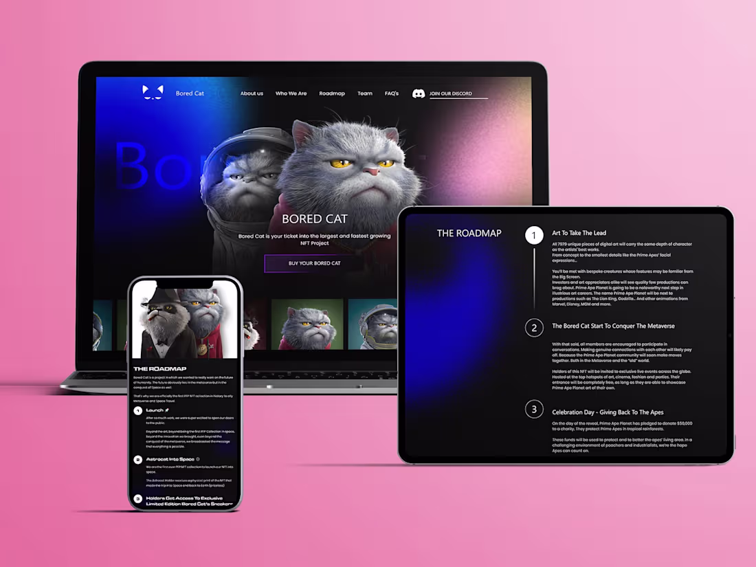 Cover image for Bored cat - UI/UX and Web Development for NFT art website