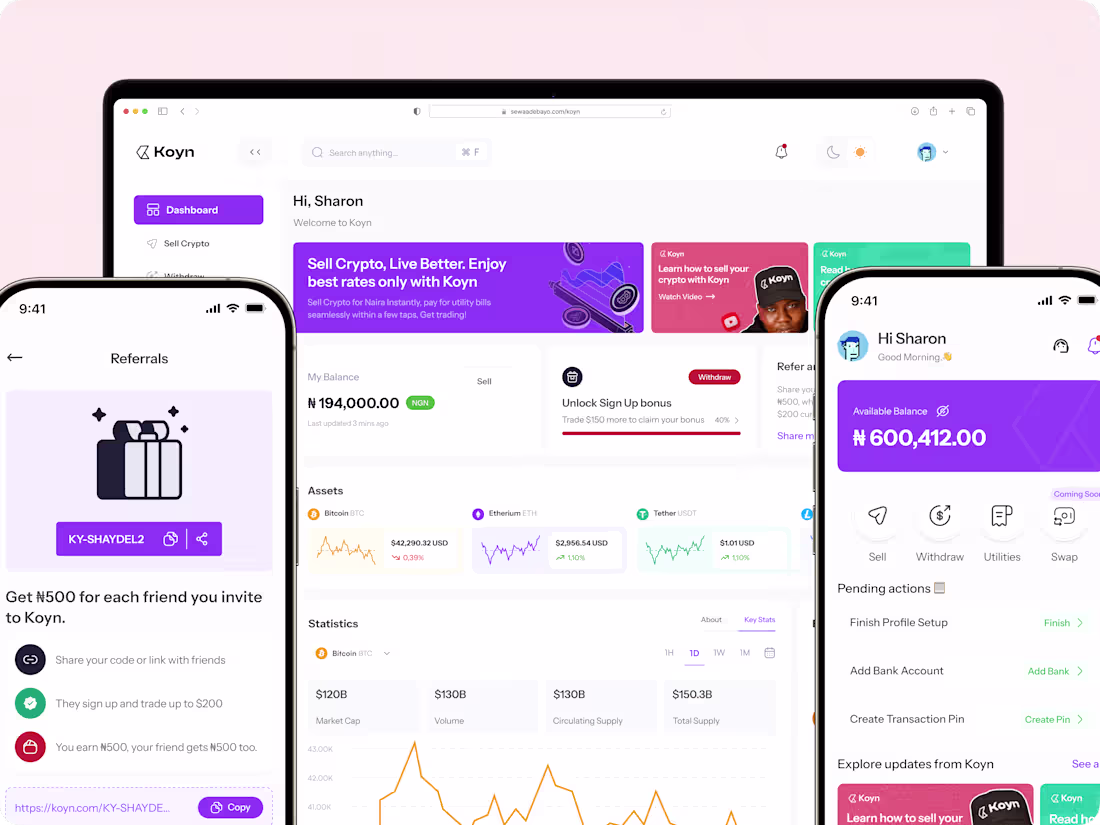 Cover image for Redesigning Koyn: Smooth Crypto-to-Naira Transactions
