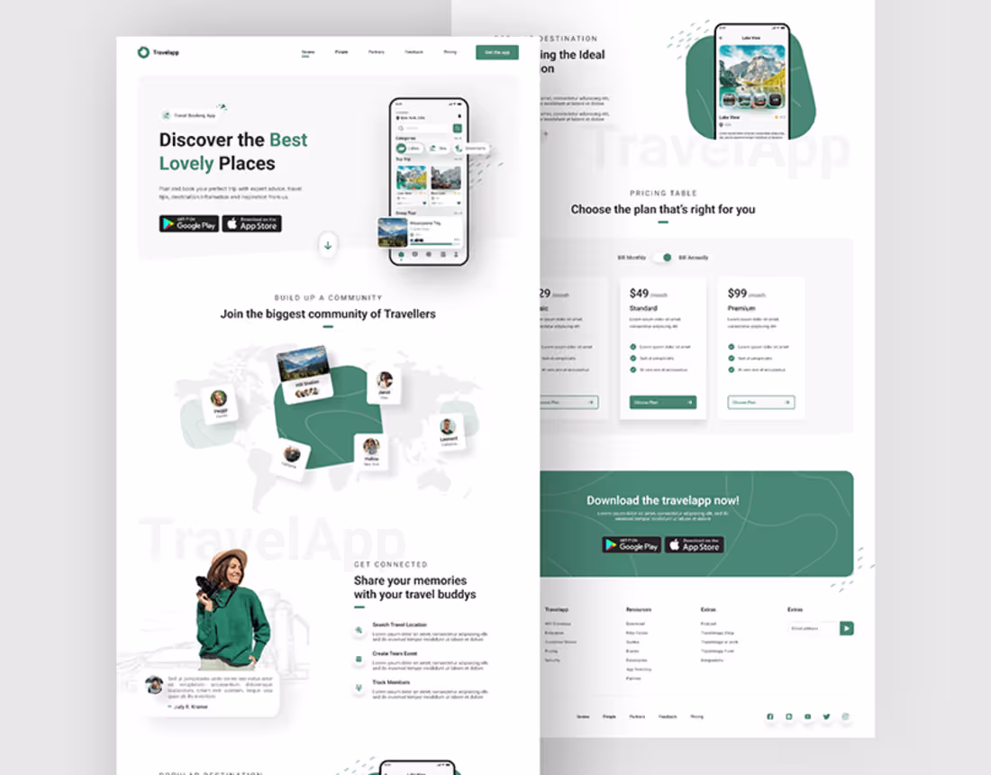 Cover image for Travel App Landing Page | App Landing Page | Website on Behance