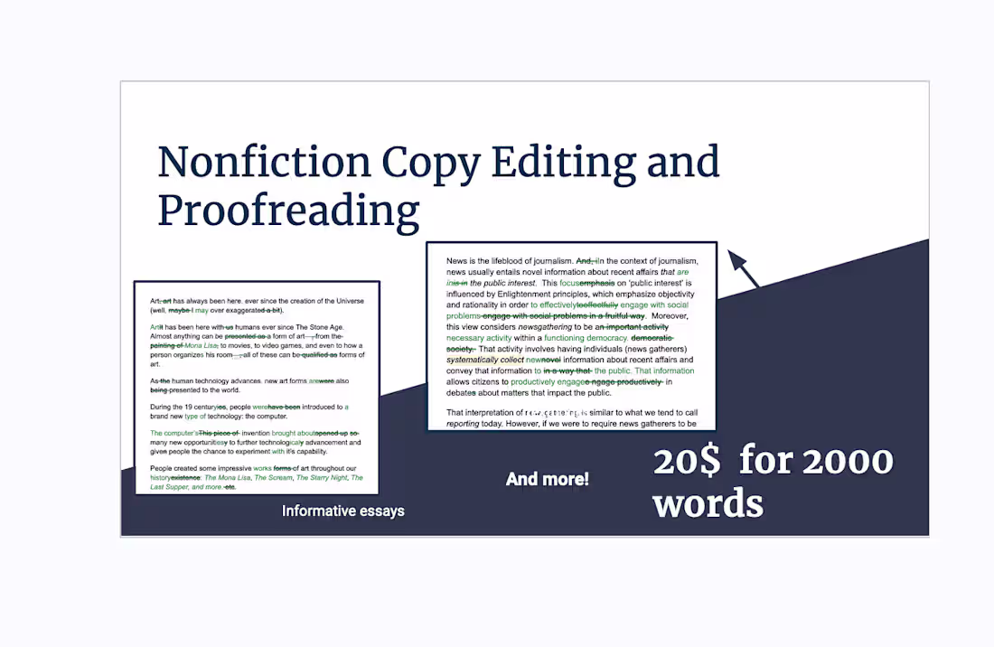 Cover image for Copy edit of 2000 words non-fiction writing 