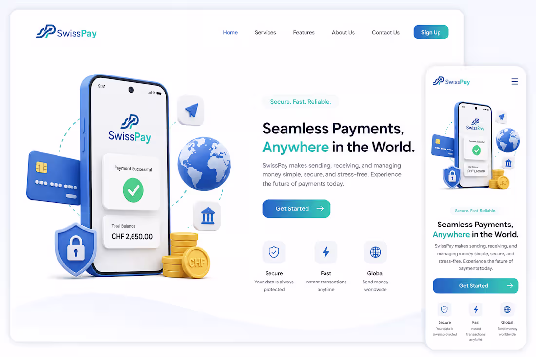 Cover image for SwissPay | Landing Page UI/Design

Overview,
SwissPay