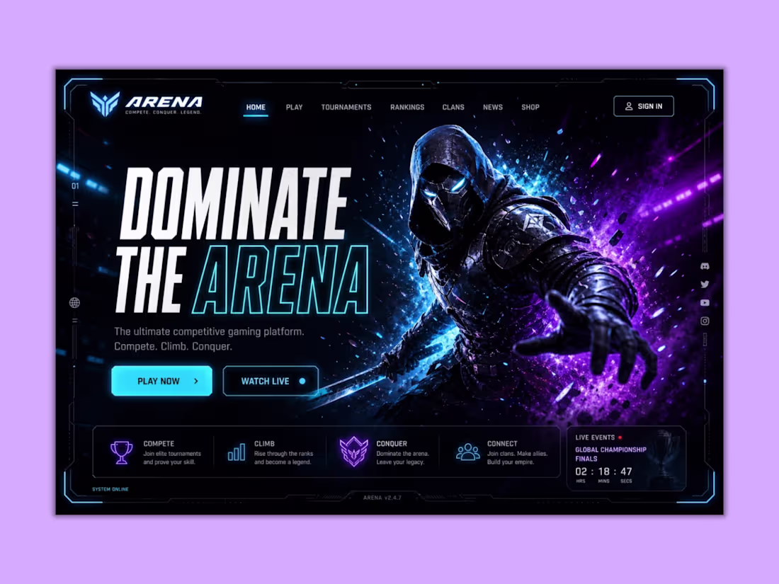 Cover image for Competitive Gaming Platform Landing Page