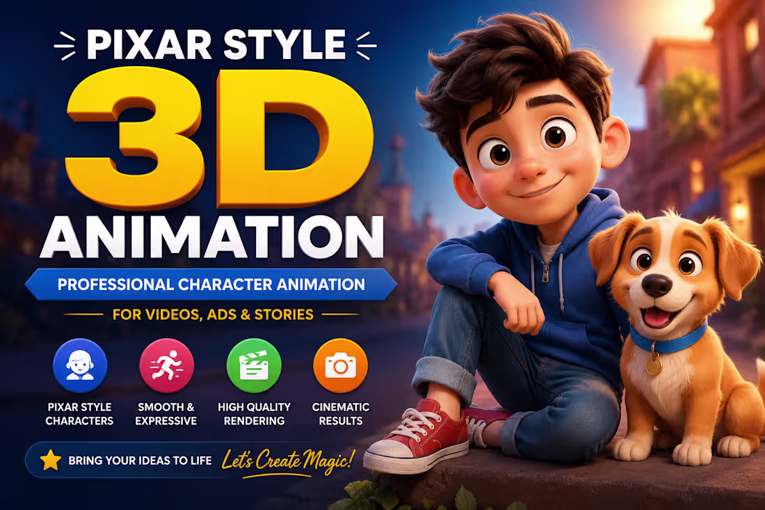 Cover image for pixar style 3d animation for