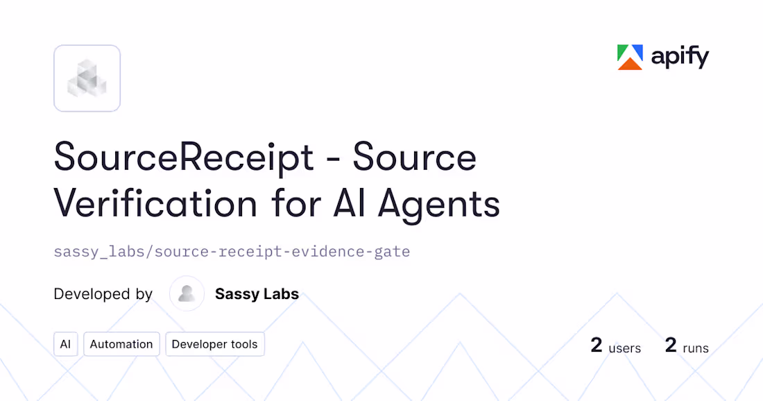 Cover image for SourceReceipt Evidence Gate