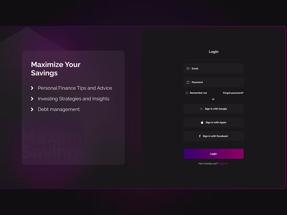 Cover image for Dark login page