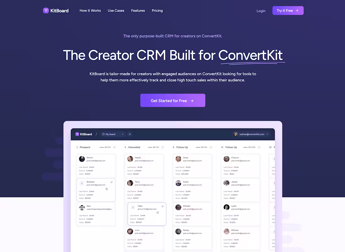 Cover image for KitBoard: A Custom-Built CRM SaaS for ConvertKit Creators