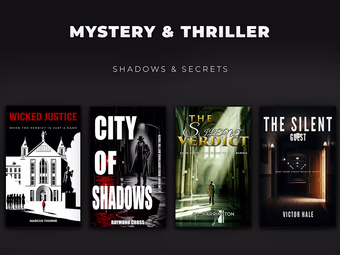 Cover image for Mystery & Thriller Book Covers Dark, moody, and suspenseful ...