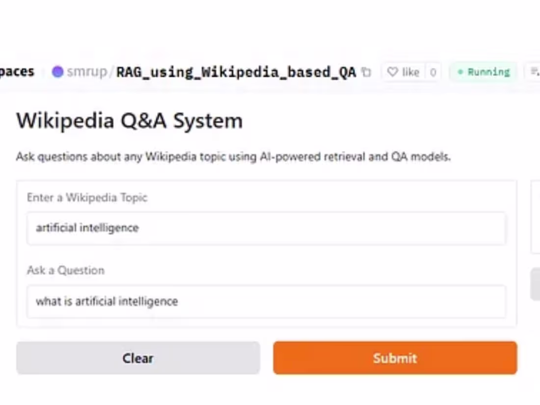 Cover image for Wikipedia-Based Question Answering System using RAG