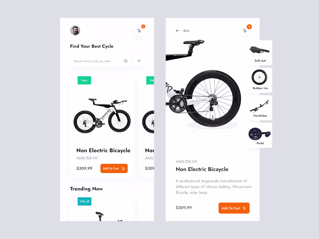 Cover image for Cycle  e-commerce mobile app