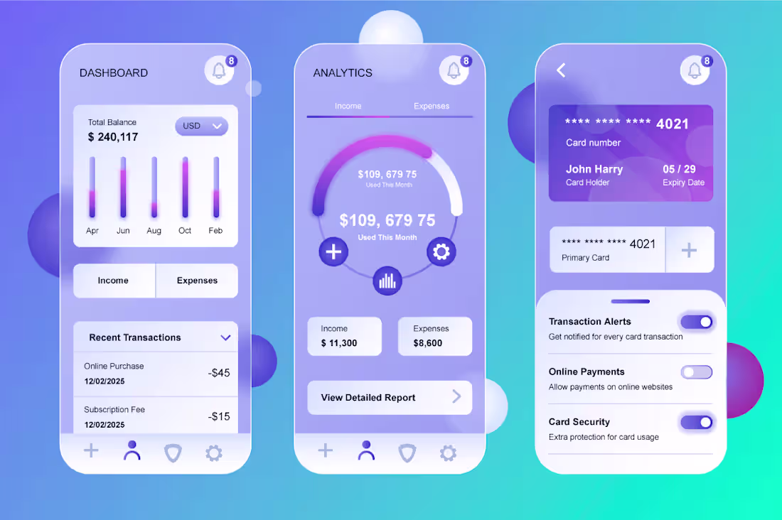 Cover image for Finance & Wallet App UI,