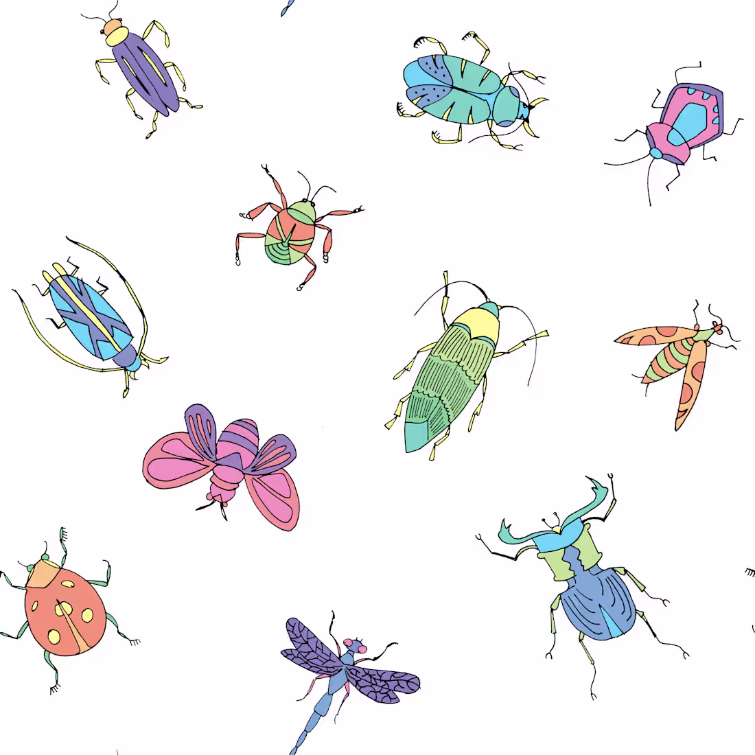 Cover image for Spring Bugs - Hand Drawn Seamless Pattern Design