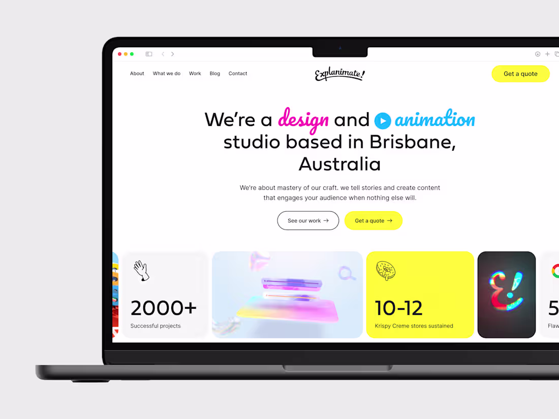 Cover image for Home page design  for Animation Studio from Brisbane, Australia