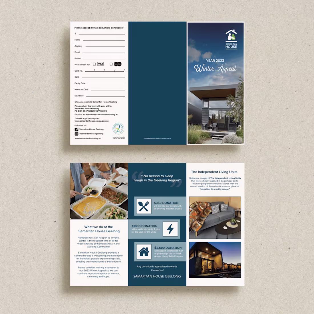 Cover image for Samaritan House Geelong • Winter Appeal Brochure Design 