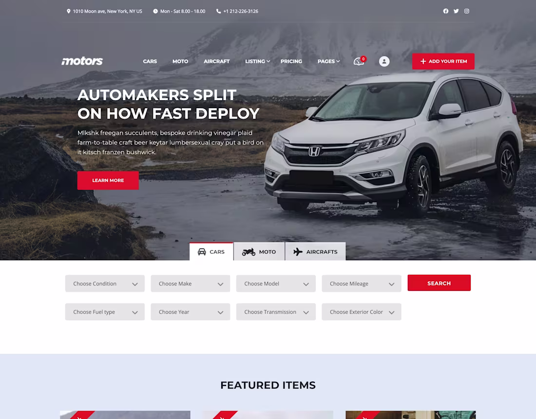Cover image for Car dealership Website, Automobile website design