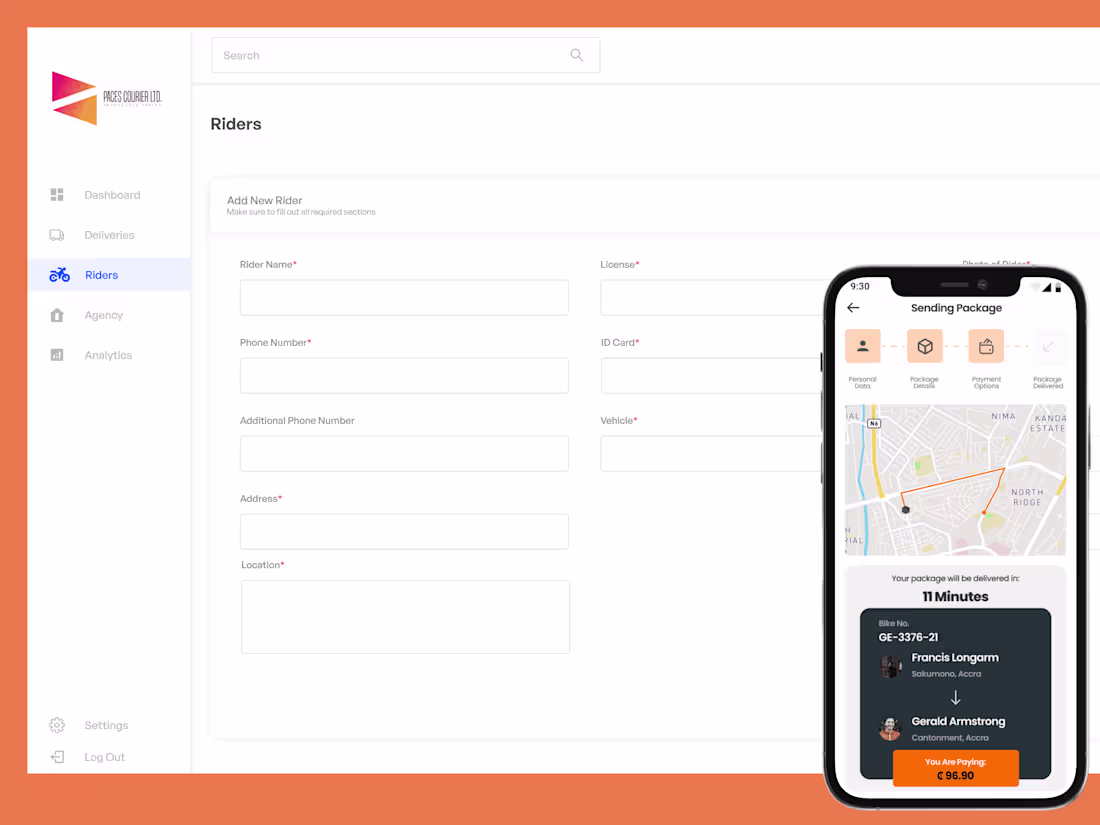 Cover image for Paces Courier Service - Mobile App